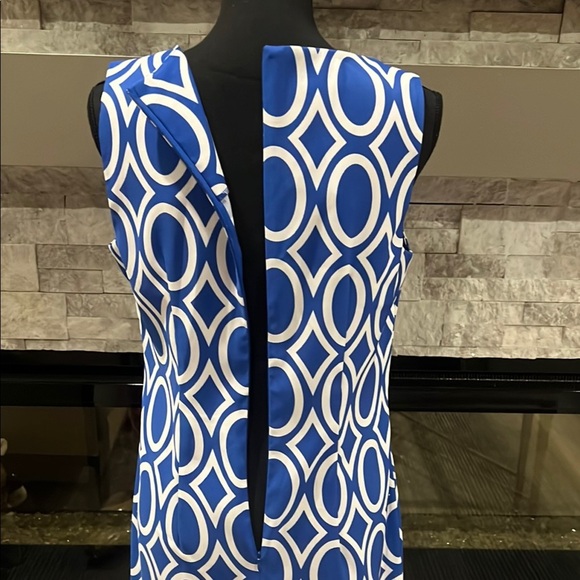 Alyx Blue and White Sleeveless Sheath Mini Dress size 10 - Picture 7 of 10